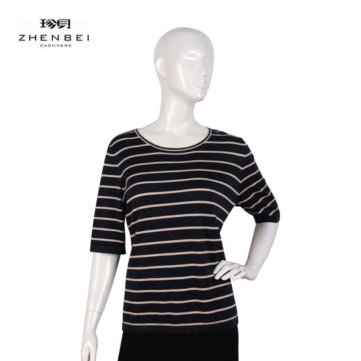 珍贝丝绒夹色女中袖66360 商品图0