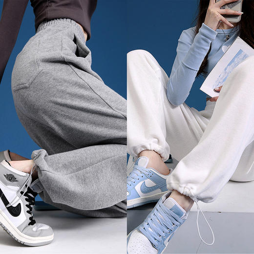 【可阔腿可束脚，时尚两穿运动卫裤！】灯笼阔腿+松紧抽绳，轻松拉长腿部比例，显高显瘦，舒适棉质面料，定制两款长度，不挑身材！ 商品图3