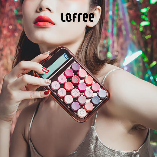 洛斐糖豆计算器EH113P玫瑰金可爱女时尚个性创意迷你小号便携机械键盘青轴打字机复古风 商品图1