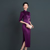 上海旗袍厂NBL-NC20254 紫色醋酸旗袍高贵年轻婚宴装婚宴喜宴喜婆婆参加婚礼礼服秋款 商品缩略图2