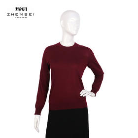 珍贝精纺羊绒一体成型圆领女衫55335