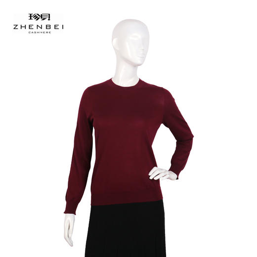 珍贝精纺羊绒一体成型圆领女衫55335 商品图0