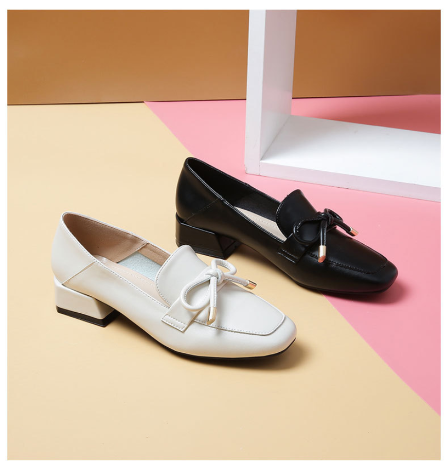 服饰鞋包秋季英伦风一脚蹬粗跟皮鞋