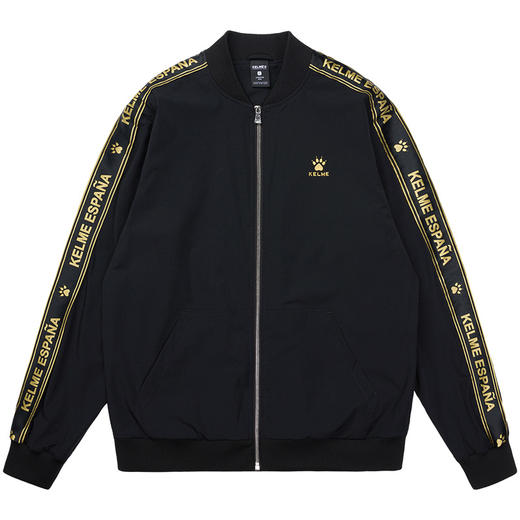 卡尔美运动休闲外套春秋季男士开衫拉链字母纯色夹克 商品图5