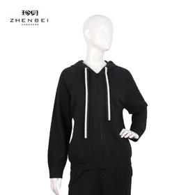珍贝带帽拉链女开衫54726
