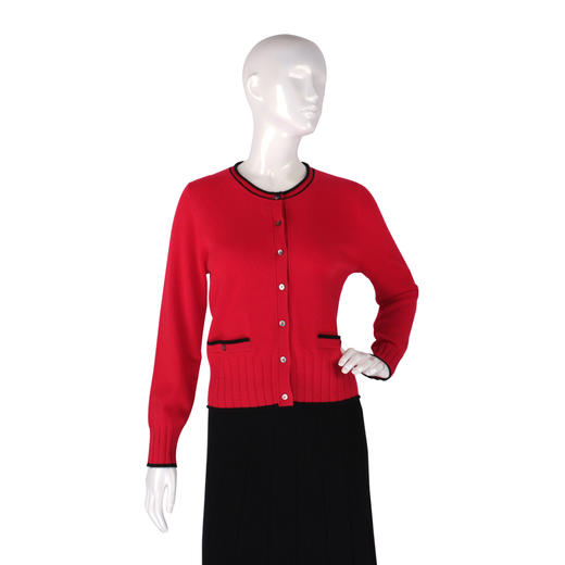 兔皇羊绒圆领撞色女开衫TTA202232 商品图0