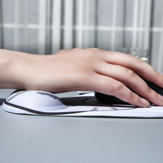 可爱卡通兔狲舒适鼠标垫 护腕 商务办公加厚大号桌垫 灰色 商品图3