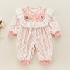 婴儿连体衣春秋女宝宝花边大领子哈衣爬服百天宴幼儿碎花外出服洋 商品缩略图2