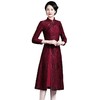 上海旗袍厂WD-WZ241枣红 喜婆婆婚宴装高贵连衣裙秋长袖年轻时尚小个子旗袍冬款加厚 商品缩略图3