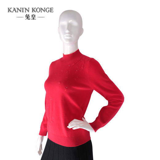 兔皇羊绒半高领绣花女套衫TTA202214 商品图1