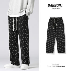 【服饰鞋包】字母印花牛仔裤嘻哈直筒宽松ins潮男士休闲弹