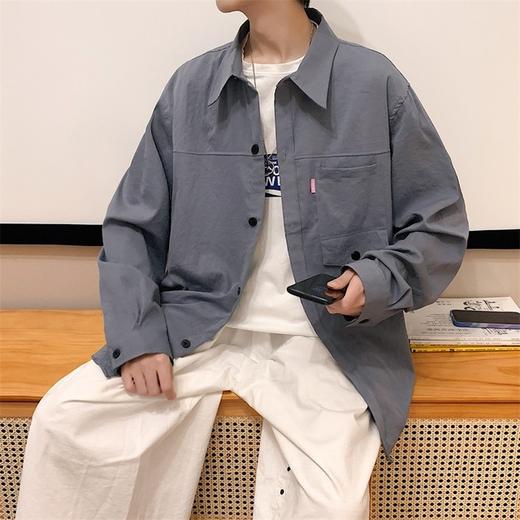 【服饰鞋包】春秋季男士长袖衬衫港风休闲黑色衬衣工装外套ins衣服 商品图2