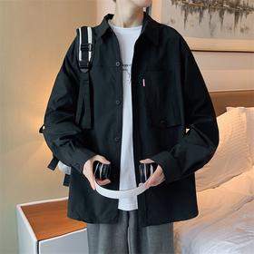 【服饰鞋包】春秋季男士长袖衬衫港风休闲黑色衬衣工装外套ins衣服
