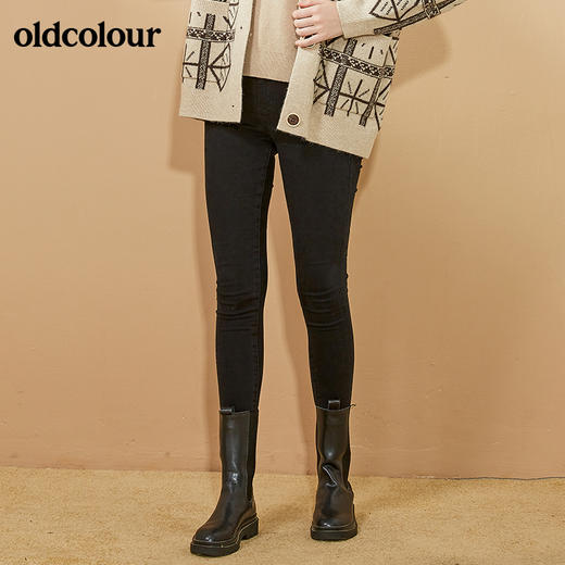 oldcolour秋季新品纯色百搭修身水洗牛仔裤女BN31113071 商品图4