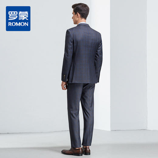 【上衣+裤子】罗蒙西装套装男士时尚修身款格纹西服新郎结婚礼服 商品图3