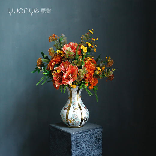 高端仿真花石榴假花干花束树枝中式餐桌装饰花客厅花艺套装摆设件 商品图3