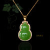 18K玫瑰金和田玉（碧玉）满钻吊坠   /单面葫芦12*18mm/苹果绿 商品缩略图0