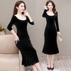 YWE-M21630秋装新款长袖女人味气质优雅金丝绒连衣裙 商品缩略图3