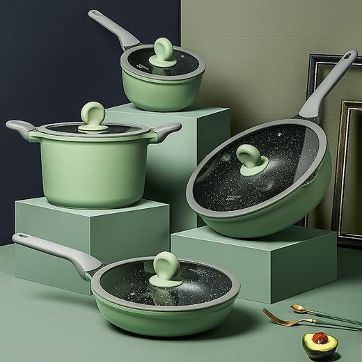 炊大皇汤锅22cm不粘锅麦饭石色炖肉煲汤锅平底家用锅具电磁炉燃气煤气灶明火通用竹青石系列TG22ZQ 商品图0