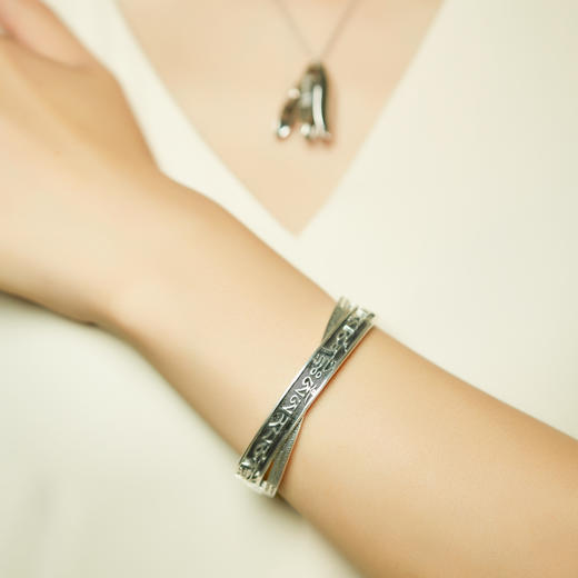 醍醐 金刚VAJRA系列 文殊心咒双圈手镯 925银 2款可选 商品图1