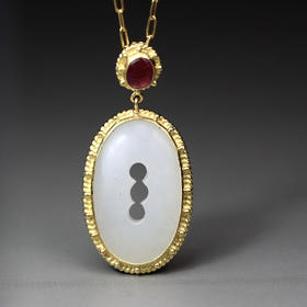 清代羊脂白玉三清扣锁骨链