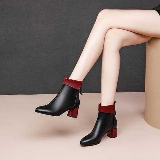 时尚撞色，粗跟短靴TFJC-W-32 商品图3
