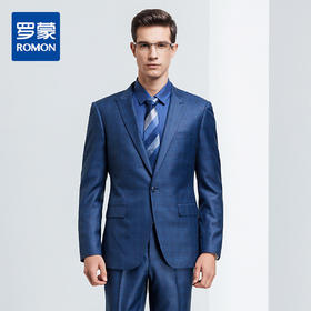 【上衣+裤子】罗蒙西装套装男士时尚修身款格纹西服新郎结婚礼服
