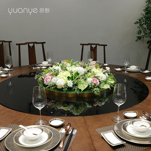 高档轻奢酒店餐桌花摆花圆桌转盘桌面餐厅包厢仿真花装饰花摆设件 商品图3