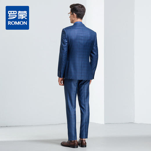 【上衣+裤子】罗蒙西装套装男士时尚修身款格纹西服新郎结婚礼服 商品图3