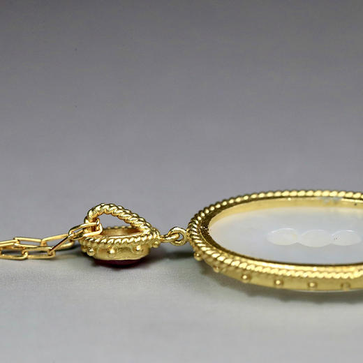 清代羊脂白玉三清扣锁骨链 商品图4