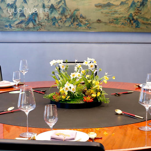 酒店圆桌中间高档摆花新中式荷花餐桌花包厢仿真花艺摆件高端假花 商品图4