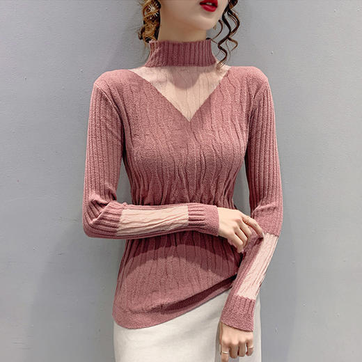 新款内搭半高领蕾丝针织打底衫毛衣上衣 TYL1091 商品图4