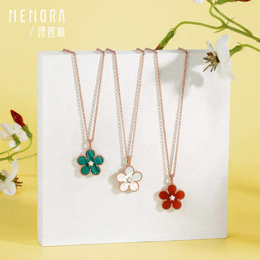 勿忘我系列18K金钻石玉髓项链大中迷你版项链 KN297402/KN296902/KN297302 商品图11