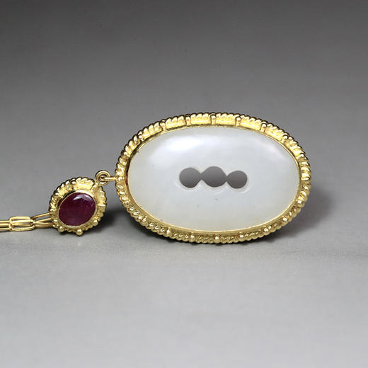 清代羊脂白玉三清扣锁骨链 商品图2