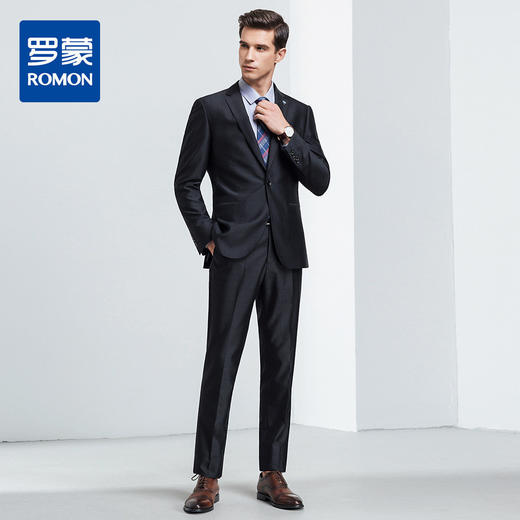 【上衣+裤子】罗蒙西服套装男秋装时尚修身格纹商务通勤婚庆西装 商品图4