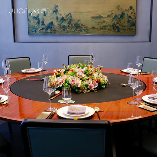 酒店圆桌中间高档摆花新中式荷花餐桌花包厢仿真花艺摆件高端假花 商品图1