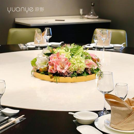 高档轻奢酒店餐桌花摆花圆桌转盘桌面餐厅包厢仿真花装饰花摆设件 商品图2