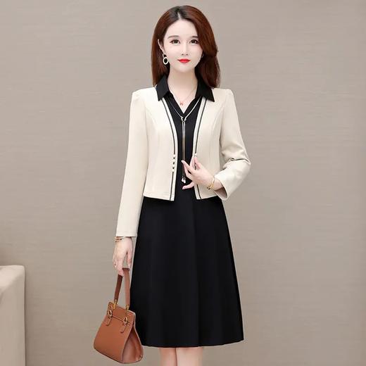 YWE-21831秋新款气质中长款空气层外套裙子两件套 商品图0
