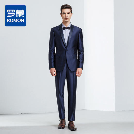 【上衣+裤子】罗蒙西装套装男士时尚修身可拆卸衣领新郎结婚礼服 商品图2