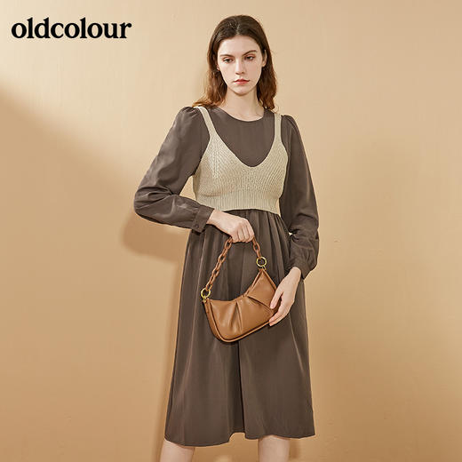 oldcolour秋季新品复古淑女气质两件套休闲收腰中长款连衣裙BN31103064 商品图2