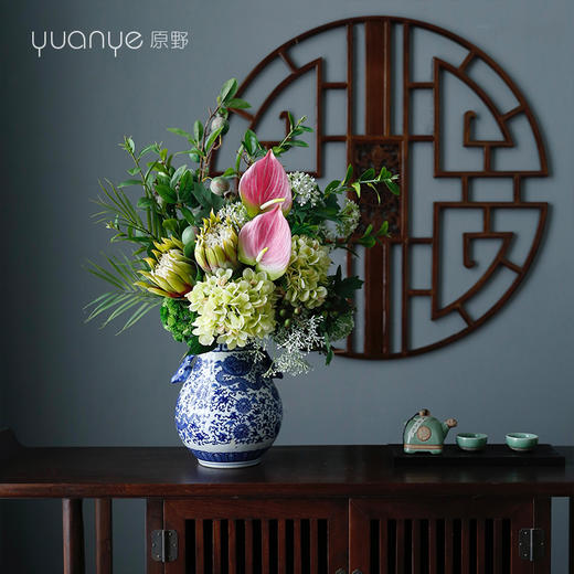 高端仿真花石榴假花干花束树枝中式餐桌装饰花客厅花艺套装摆设件 商品图0