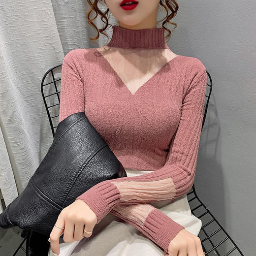 新款内搭半高领蕾丝针织打底衫毛衣上衣 TYL1091 商品图0