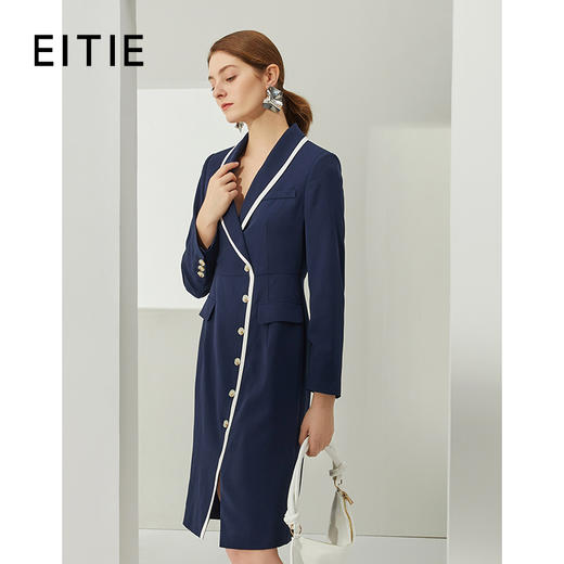 EITIE爱特爱新款优雅舒适显瘦开叉连衣裙C2107844 商品图1