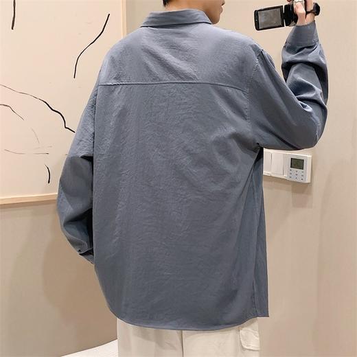 【服饰鞋包】春秋季男士长袖衬衫港风休闲黑色衬衣工装外套ins衣服 商品图3