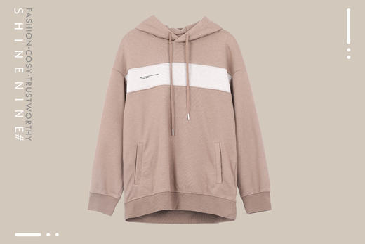 931863119胸前拼色帽衫套头卫衣 商品图0