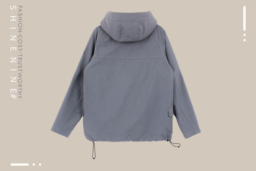 P931663113胸前口袋下摆抽绳梭织套头卫衣 商品图3