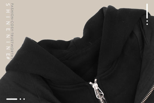 P93167577字母印花拉链装饰长款休闲帽衫风衣 商品图1