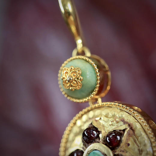 西亚高古镶宝石金轮耳环单只（可作项坠） 商品图3