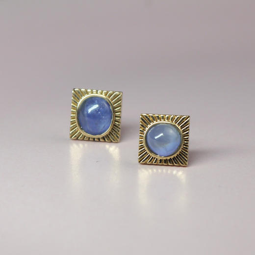 20世纪缅甸蓝宝石耳钉小方 商品图1
