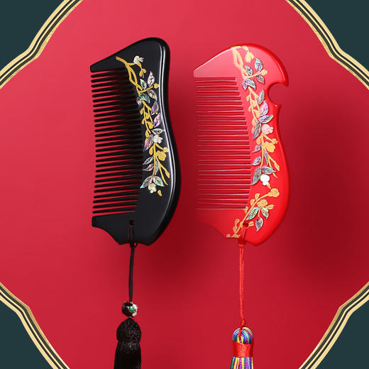 【浙礼文创】螺钿镶嵌檀木梳 商品图1